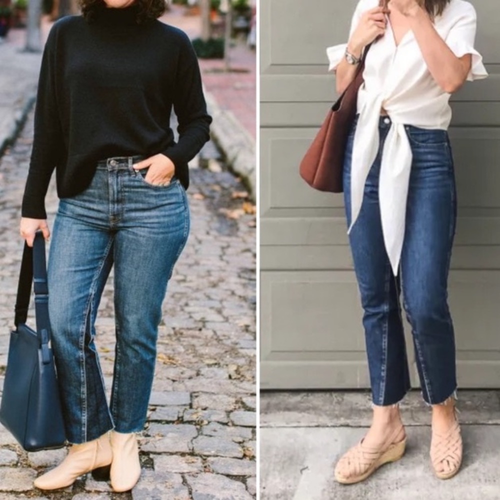 Everlane The Cheeky Bootcut Jean Size 25 Two Tone Denim Flare Cropped Jeans